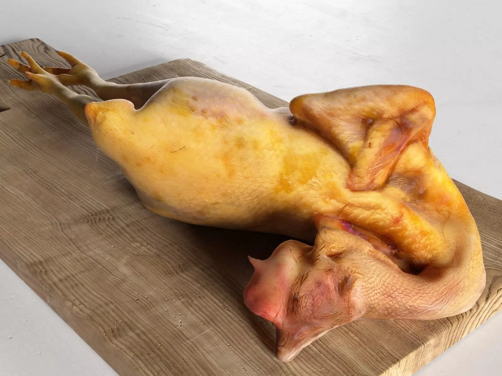 Meat 4 chicken on wooden cutting board 3D model_0