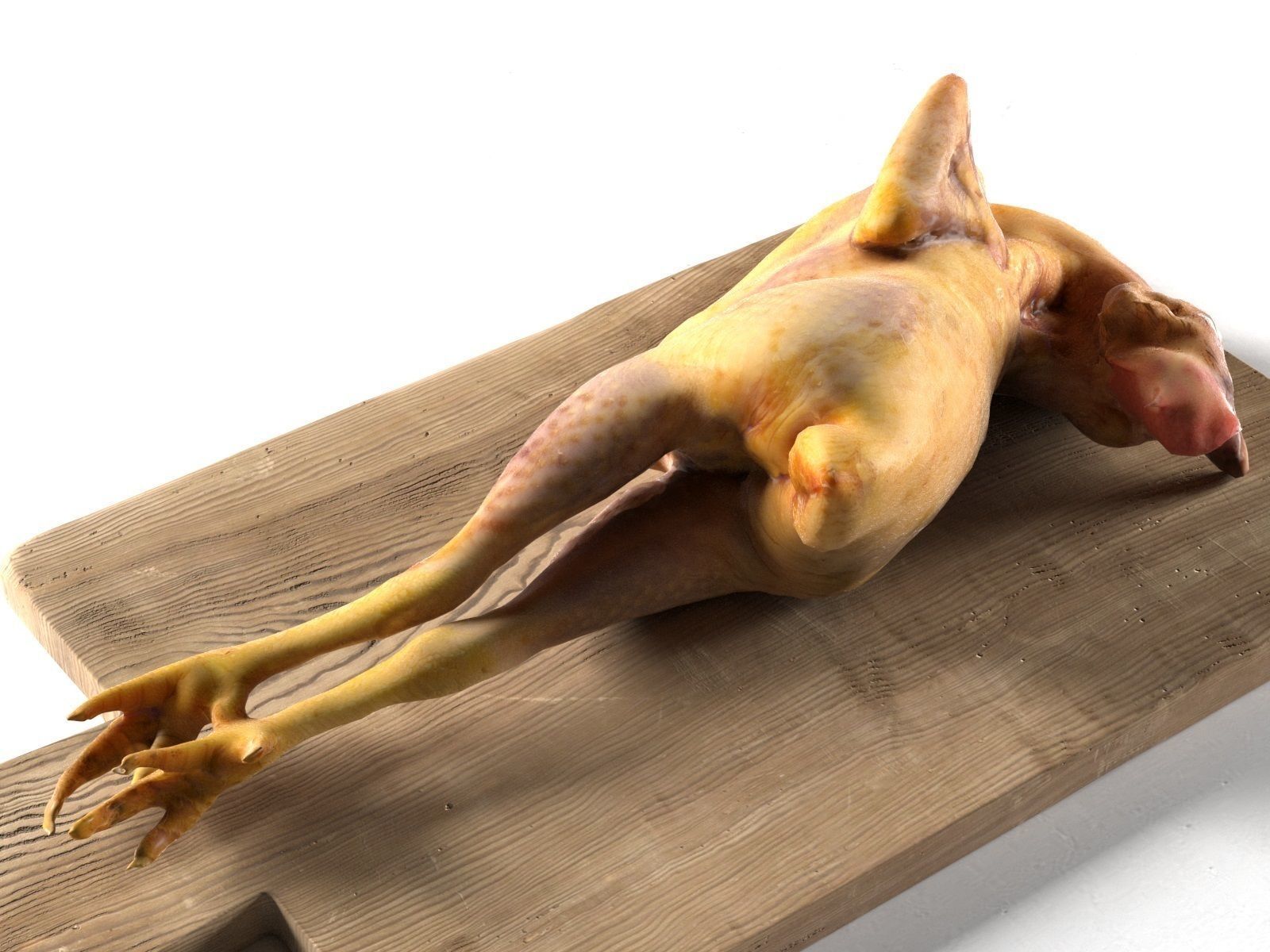 Meat 4 chicken on wooden cutting board 3D model_1