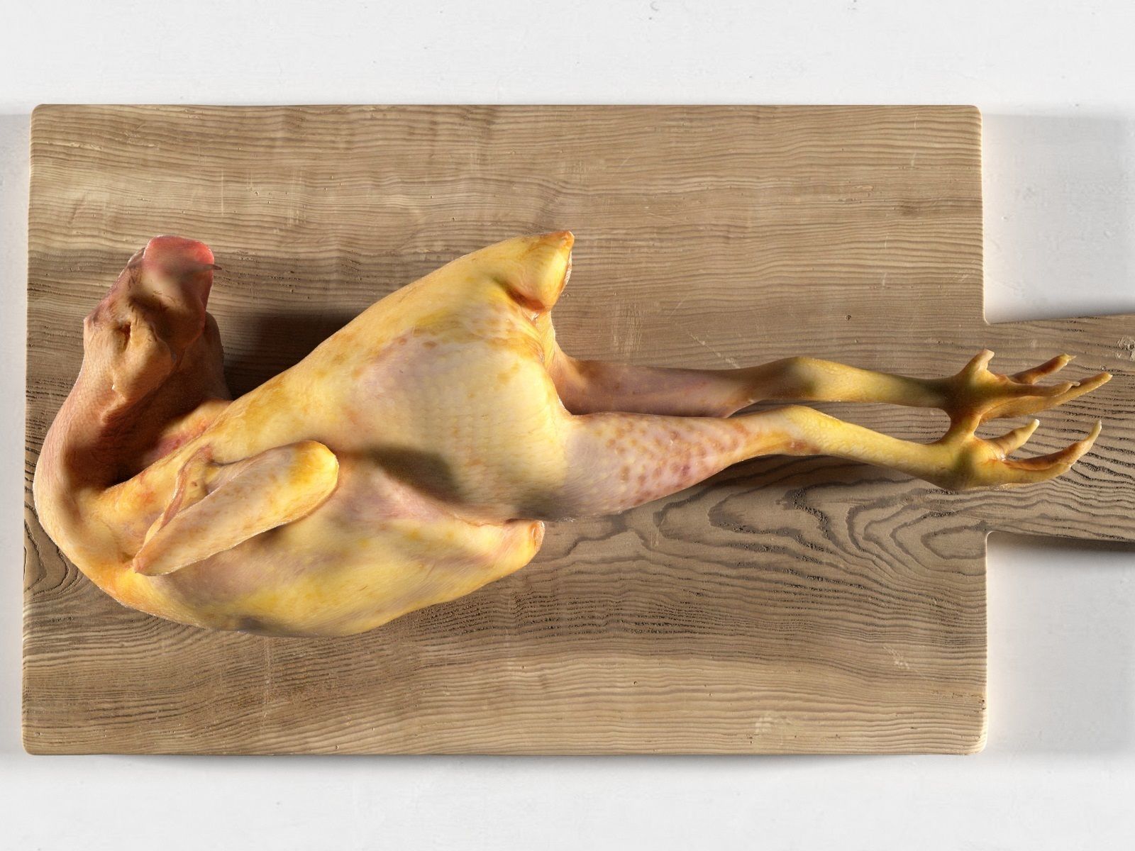 Meat 4 chicken on wooden cutting board 3D model_2