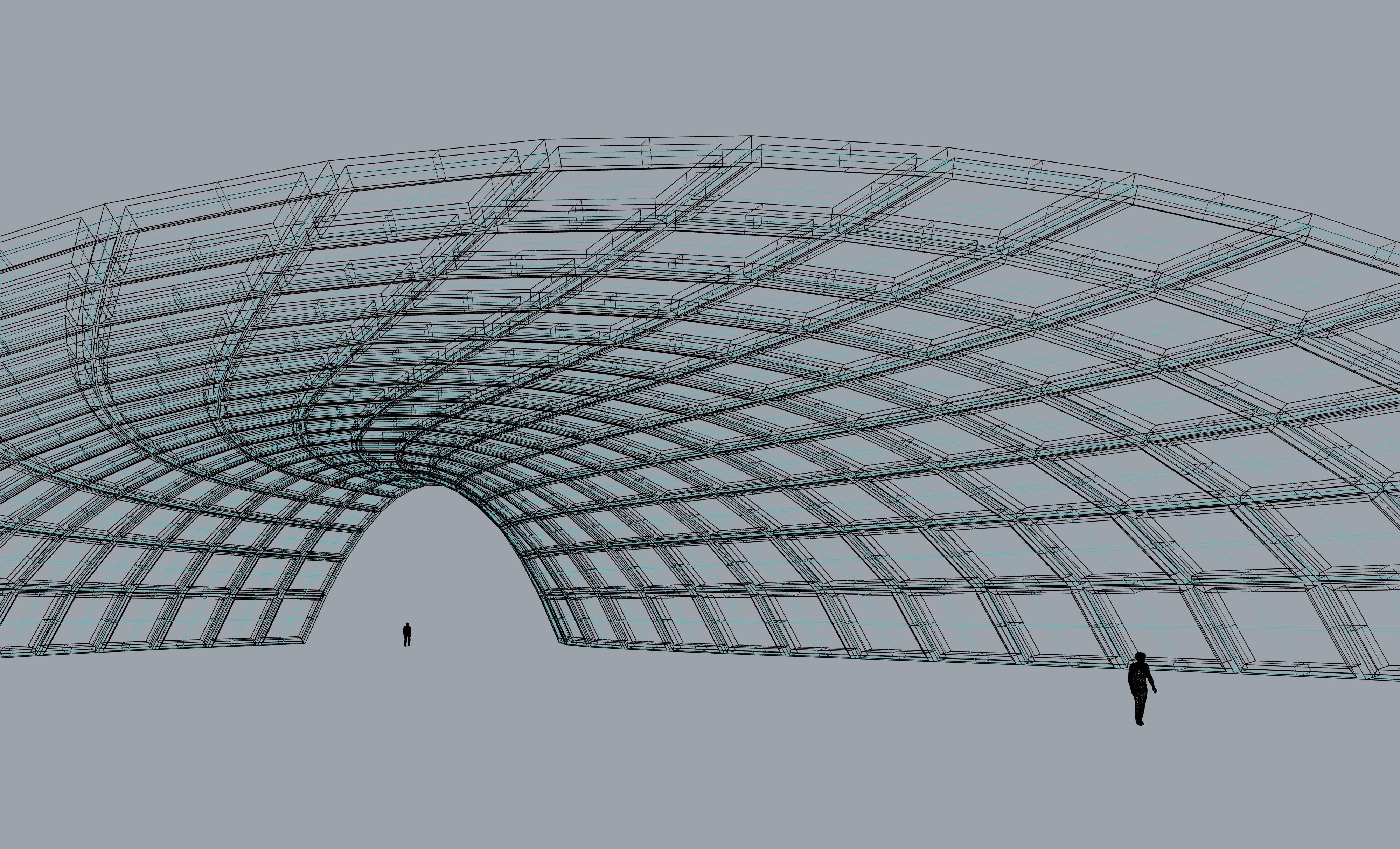 Large structure frame with windows architecture engineering 3D model_4