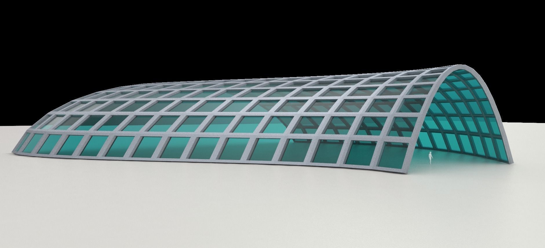 Large structure frame with windows architecture engineering 3D model_2