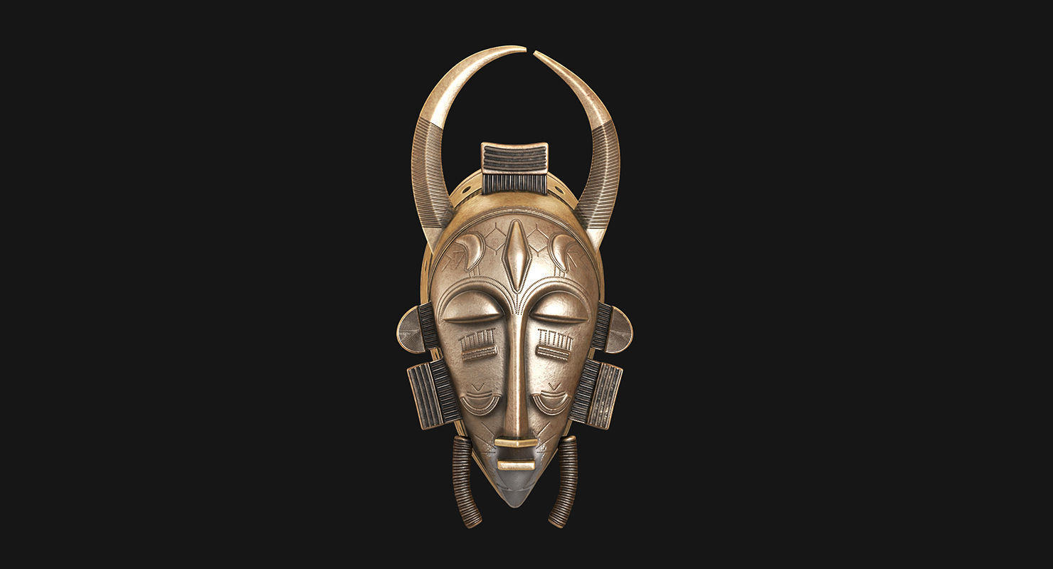 African Baule Sun Mask  Low-poly 3D model_2