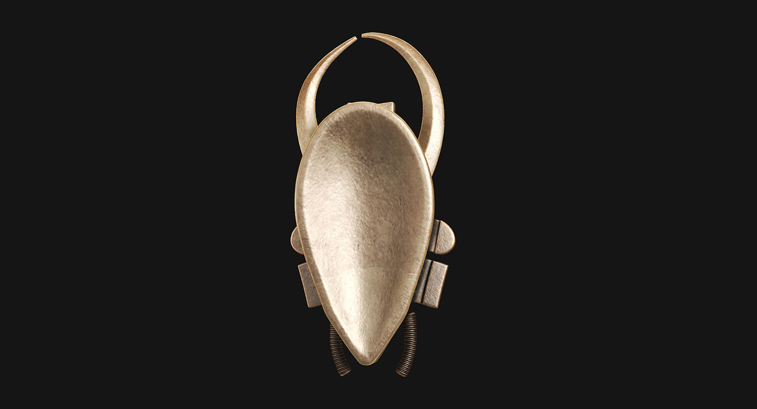 African Baule Sun Mask  Low-poly 3D model_7