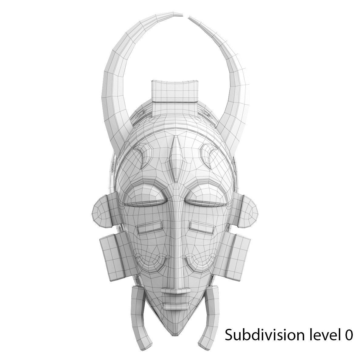 African Baule Sun Mask  Low-poly 3D model_12