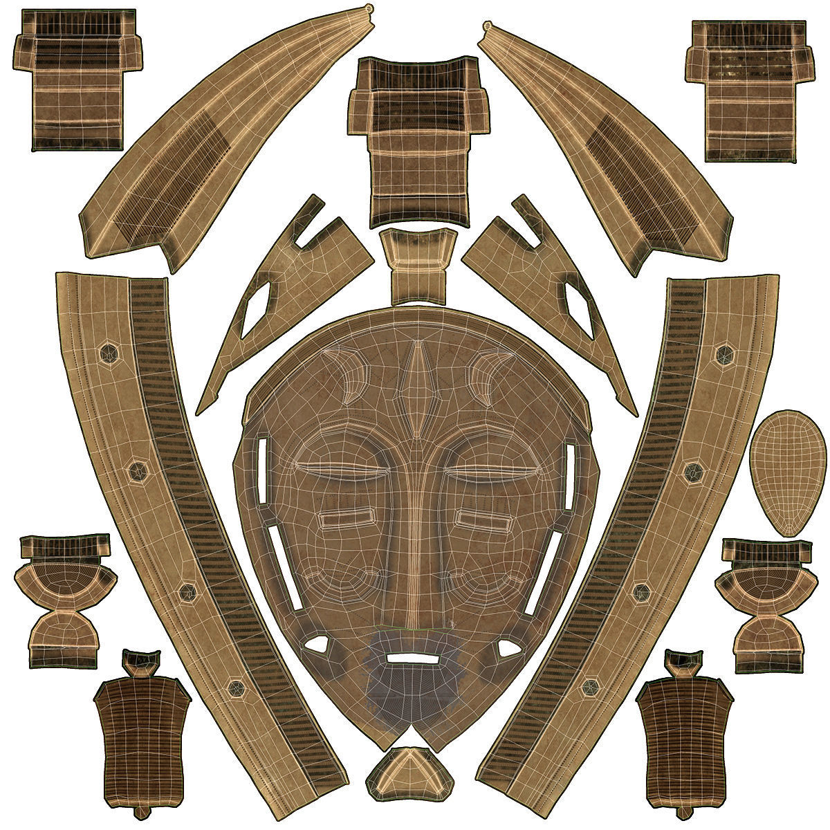 African Baule Sun Mask  Low-poly 3D model_8