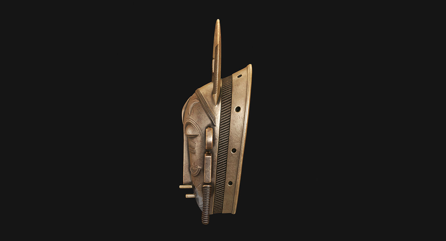 African Baule Sun Mask  Low-poly 3D model_6