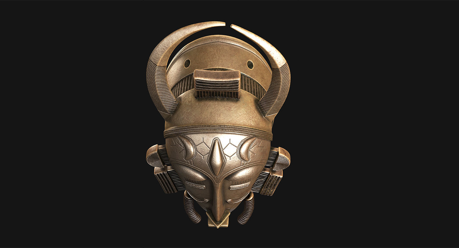 African Baule Sun Mask  Low-poly 3D model_4