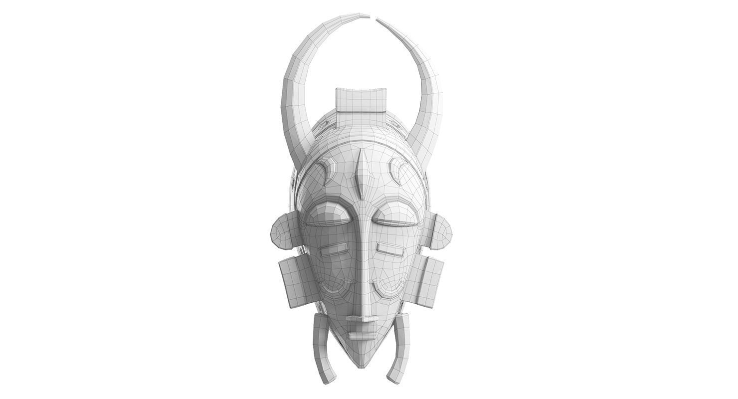 African Baule Sun Mask  Low-poly 3D model_10