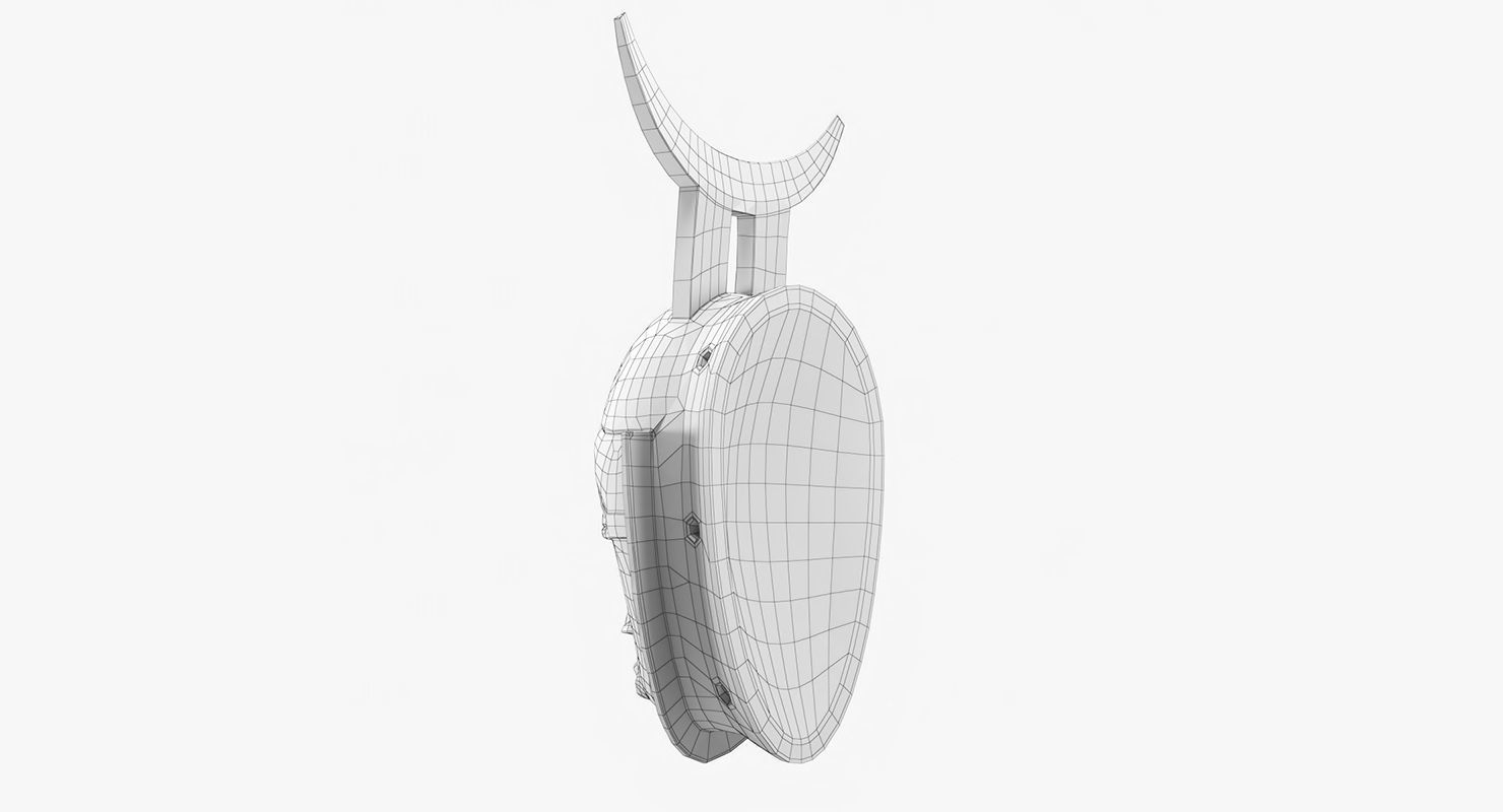 African Baule Moon Mask Low-poly 3D model_10