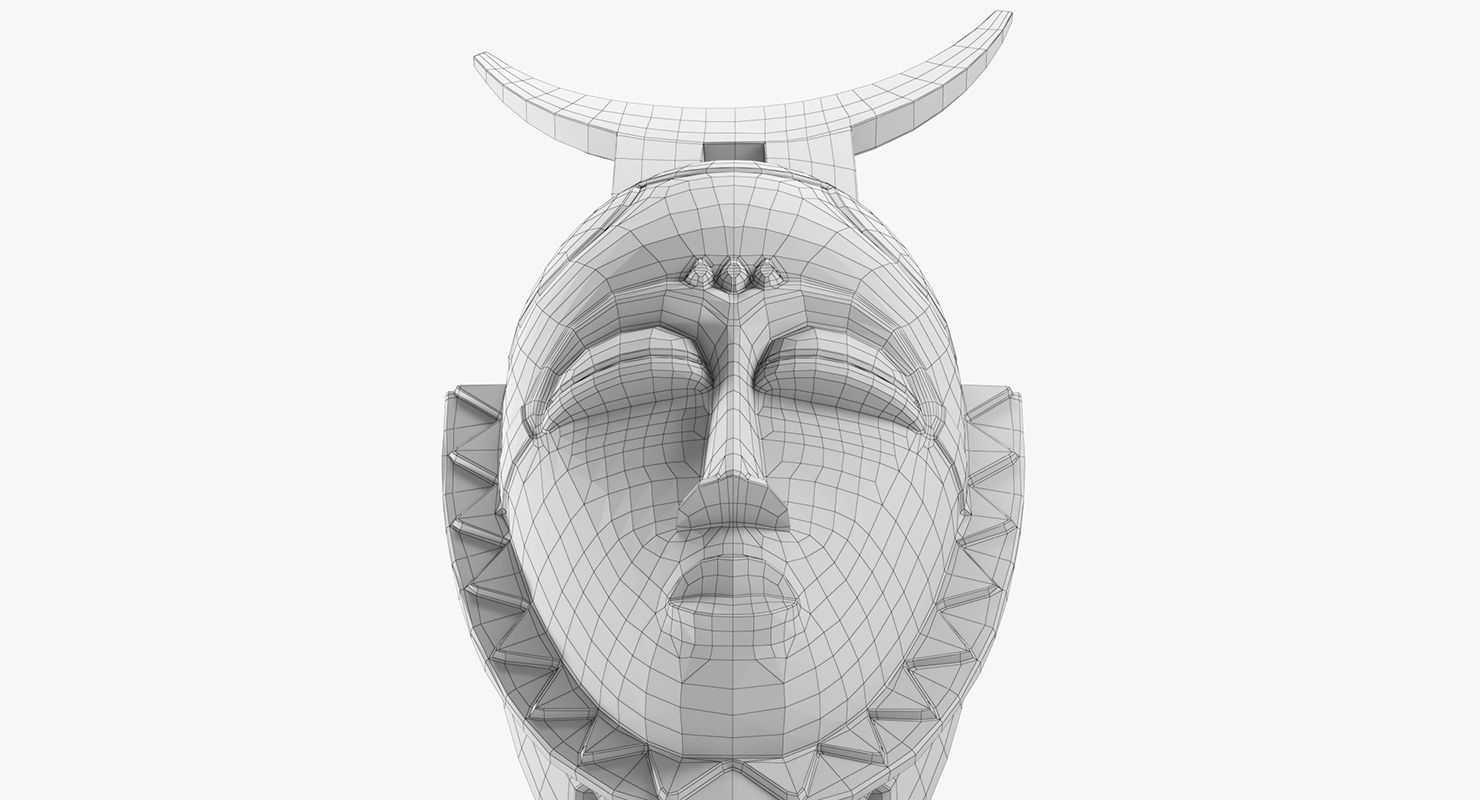 African Baule Moon Mask Low-poly 3D model_11