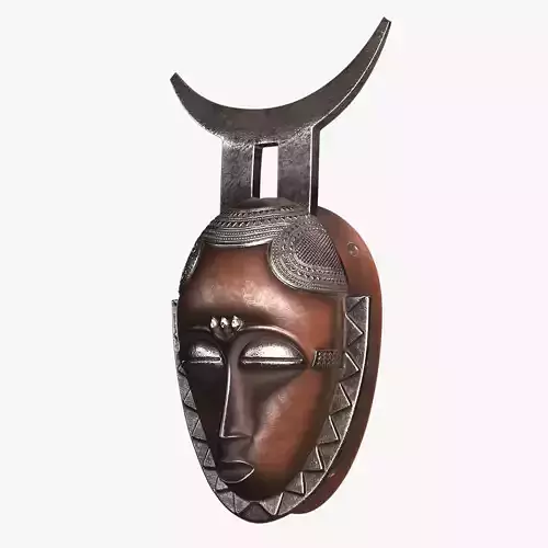 African Baule Moon Mask Low-poly 3D model