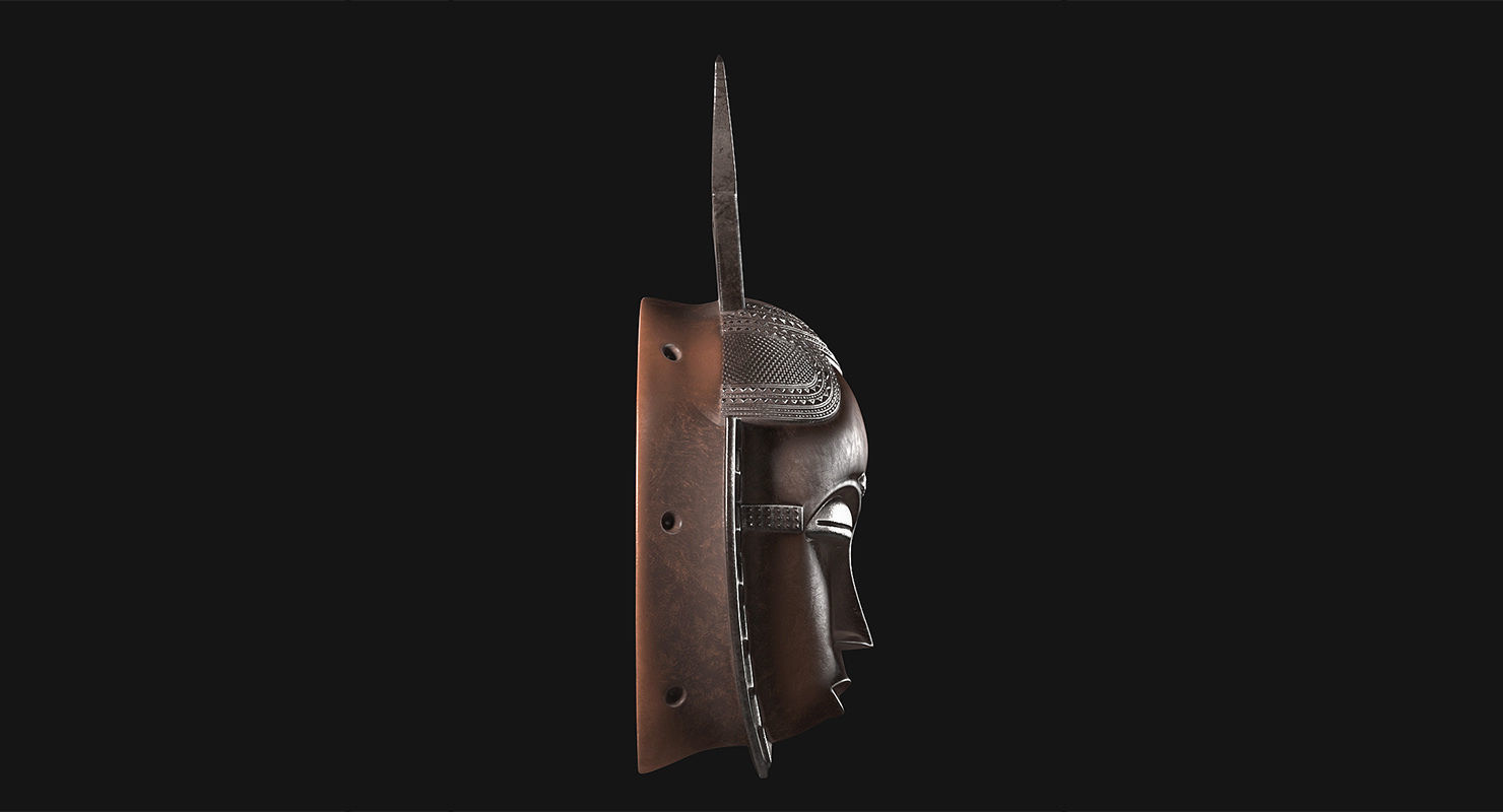 African Baule Moon Mask Low-poly 3D model_4