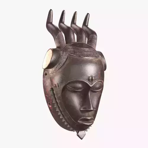 African Baule Wind Mask Low-poly 3D model