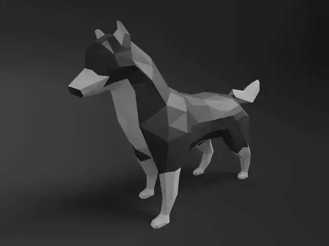 Low-poly Husky dog