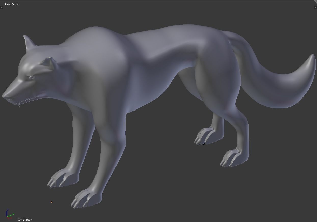 High-poly Direwolf Base mesh 3D model_0