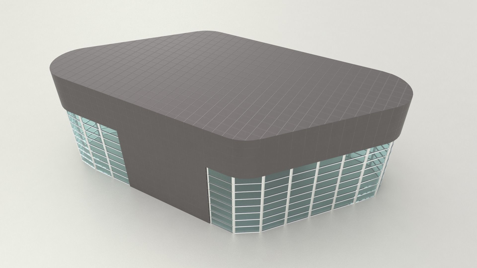 Architectural stand alone structure with storefront windows 3D model_3