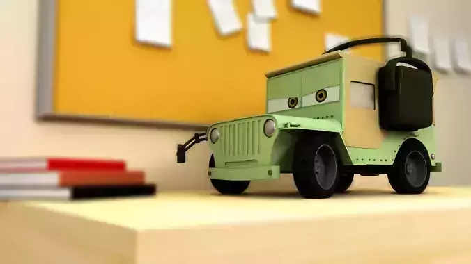 Cars 2 Sarge jeep obj Maya Binary