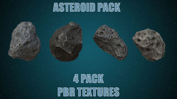 Asteroids- Meteorite 4 pack Low-poly 3D model