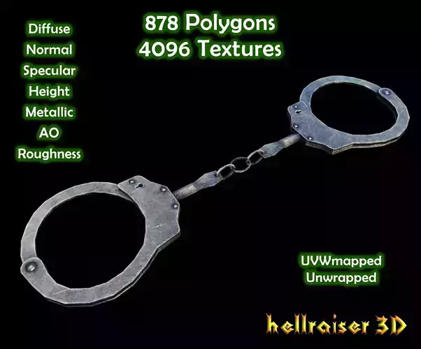 Handcuffs - PBR - Textured Low-poly 3D model