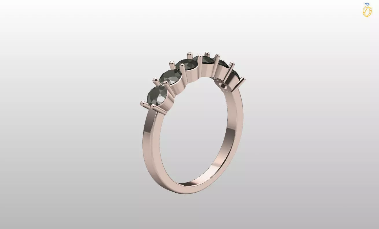 6 stones ring 3D print model