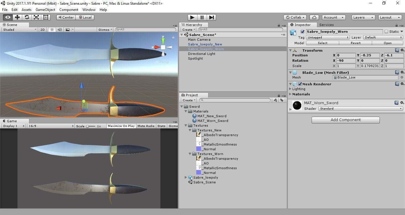 Sabre PBR for Unity and Unreal Low-poly 3D model_4