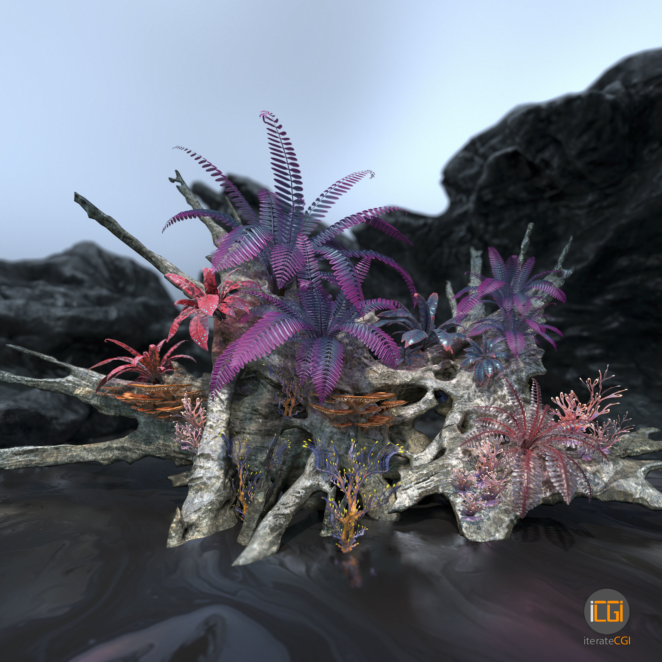 Alien Vegetation collection 1 Low-poly 3D model_2