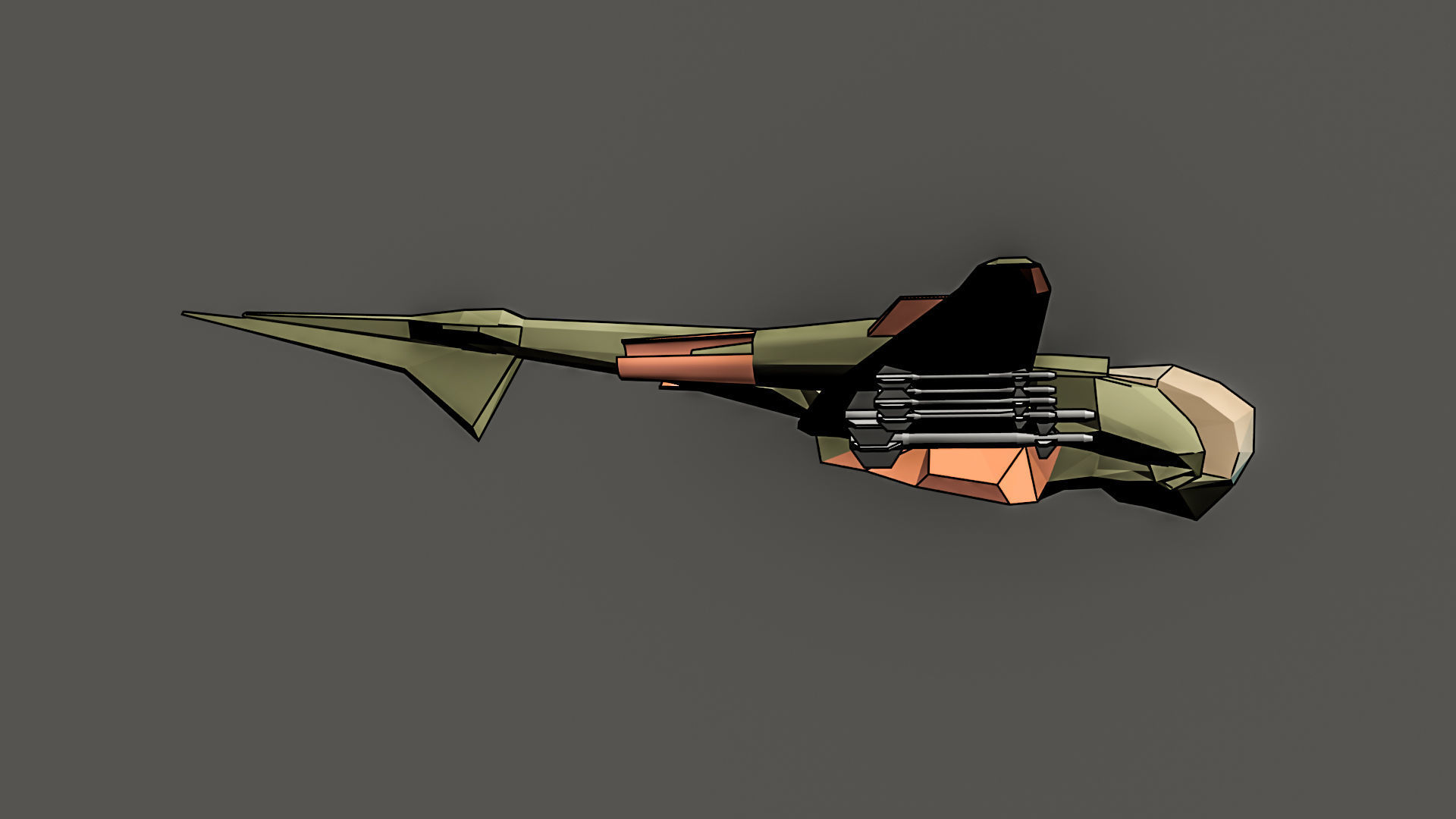 Low poly hybrid spaceship fighter Low-poly 3D model_8