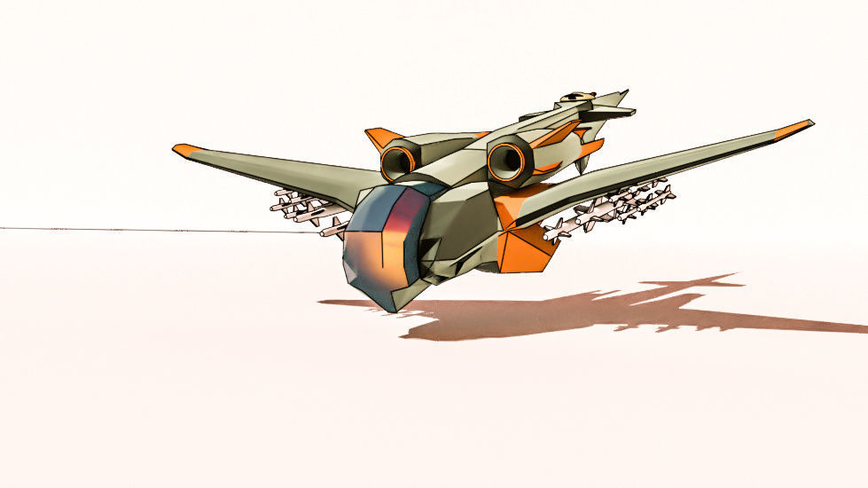 Low poly hybrid spaceship fighter Low-poly 3D model_6