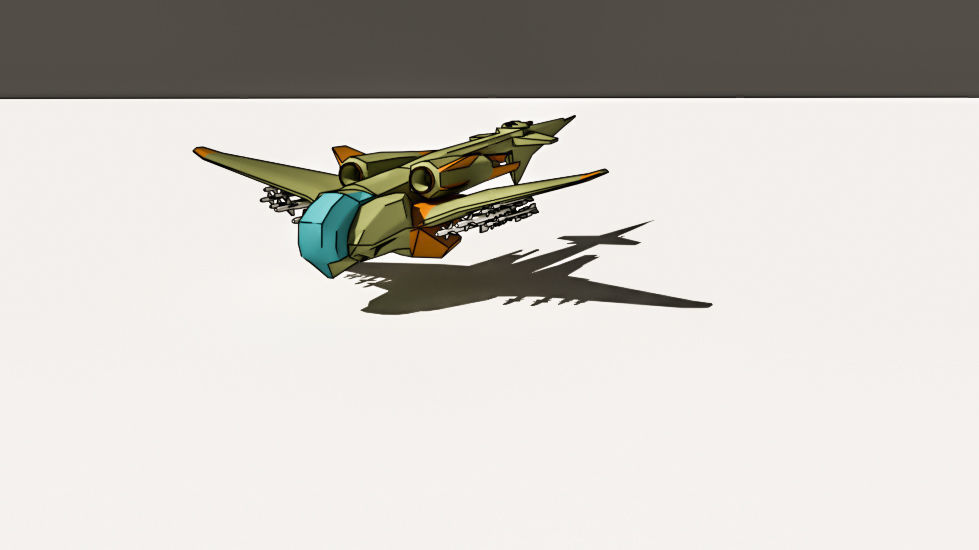 Low poly hybrid spaceship fighter Low-poly 3D model_4