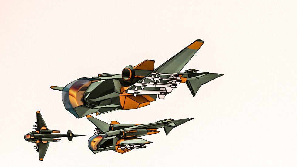 Low poly hybrid spaceship fighter Low-poly 3D model_7