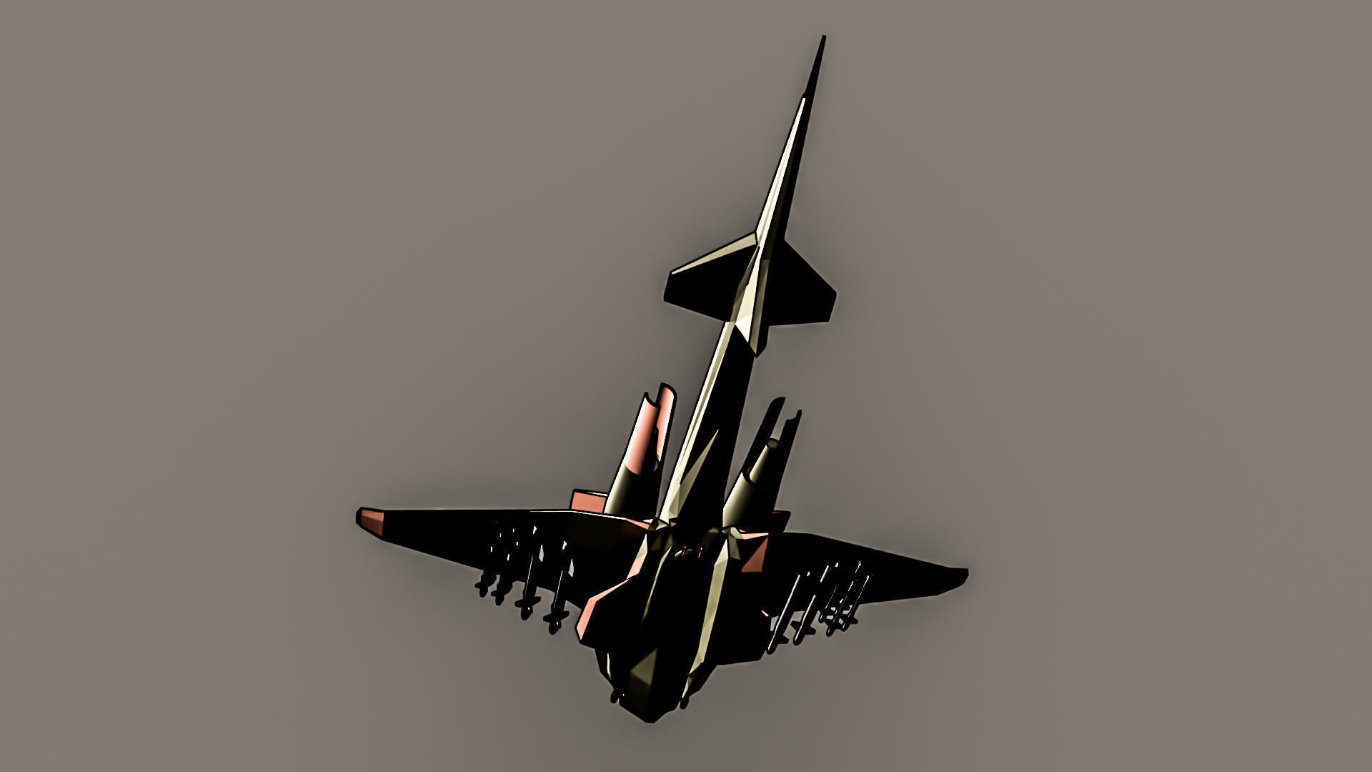 Low poly hybrid spaceship fighter Low-poly 3D model_9