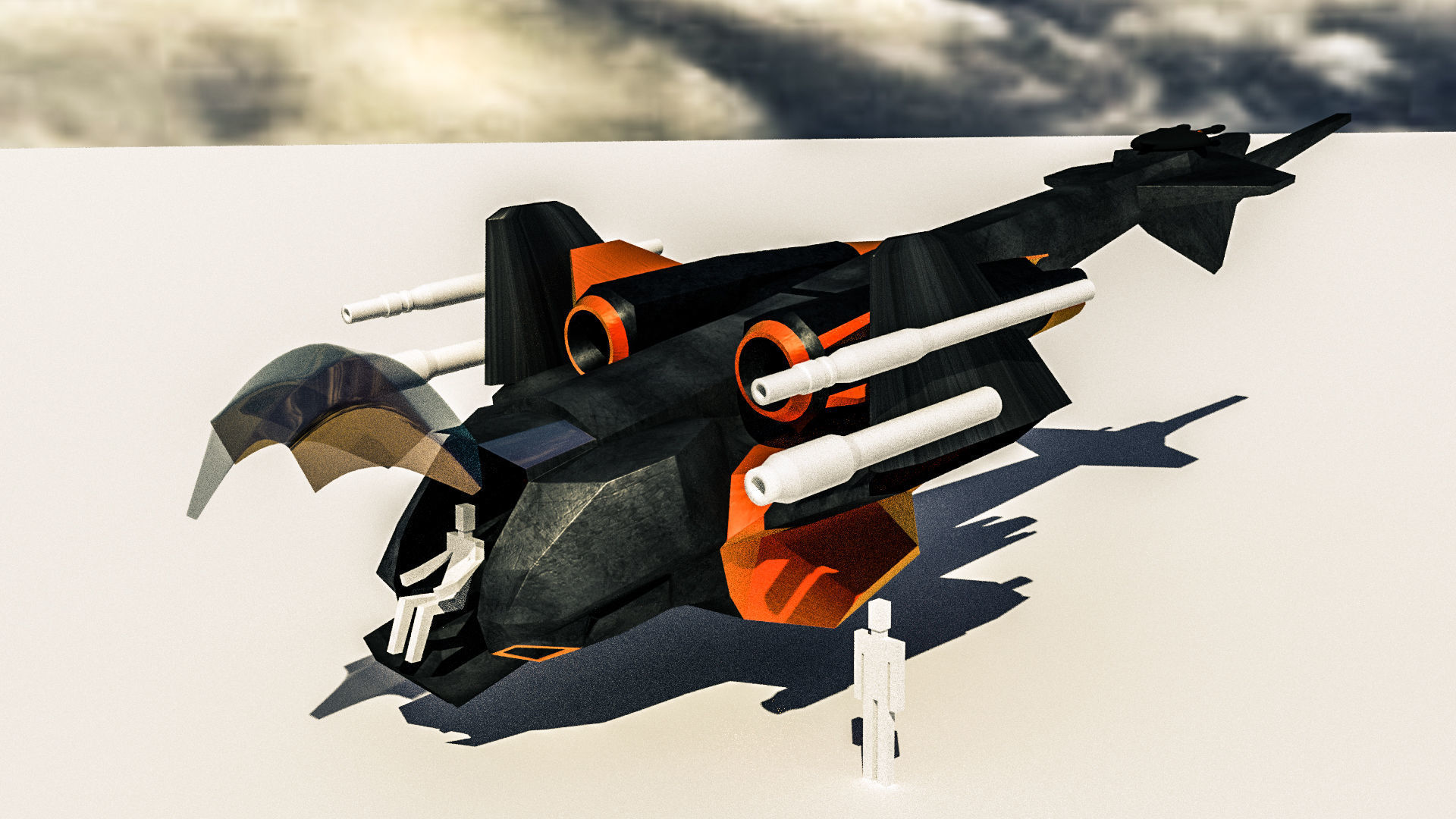 Low poly hybrid spaceship fighter Low-poly 3D model_10