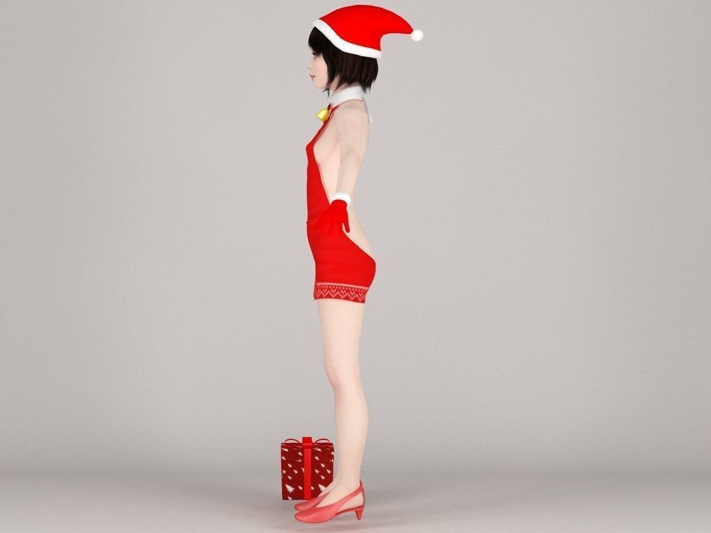 T pose nonrigged model of Chiharu in Christmas costume 3D model_5