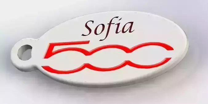 Keychain Fiat 500 with name