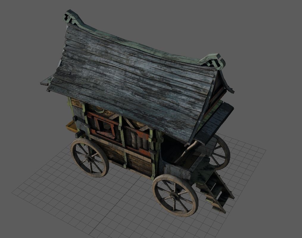 Fancy Medieval Caravan Low-poly 3D model_5
