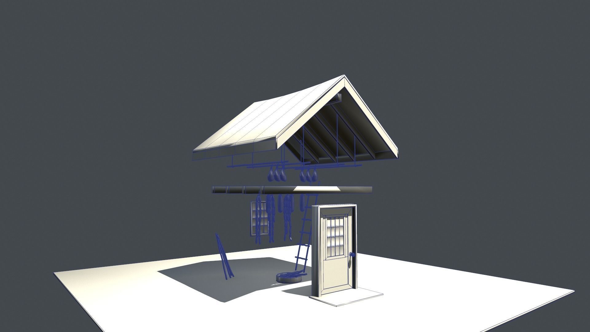 Old World SmokeHouse Low-poly 3D model_3