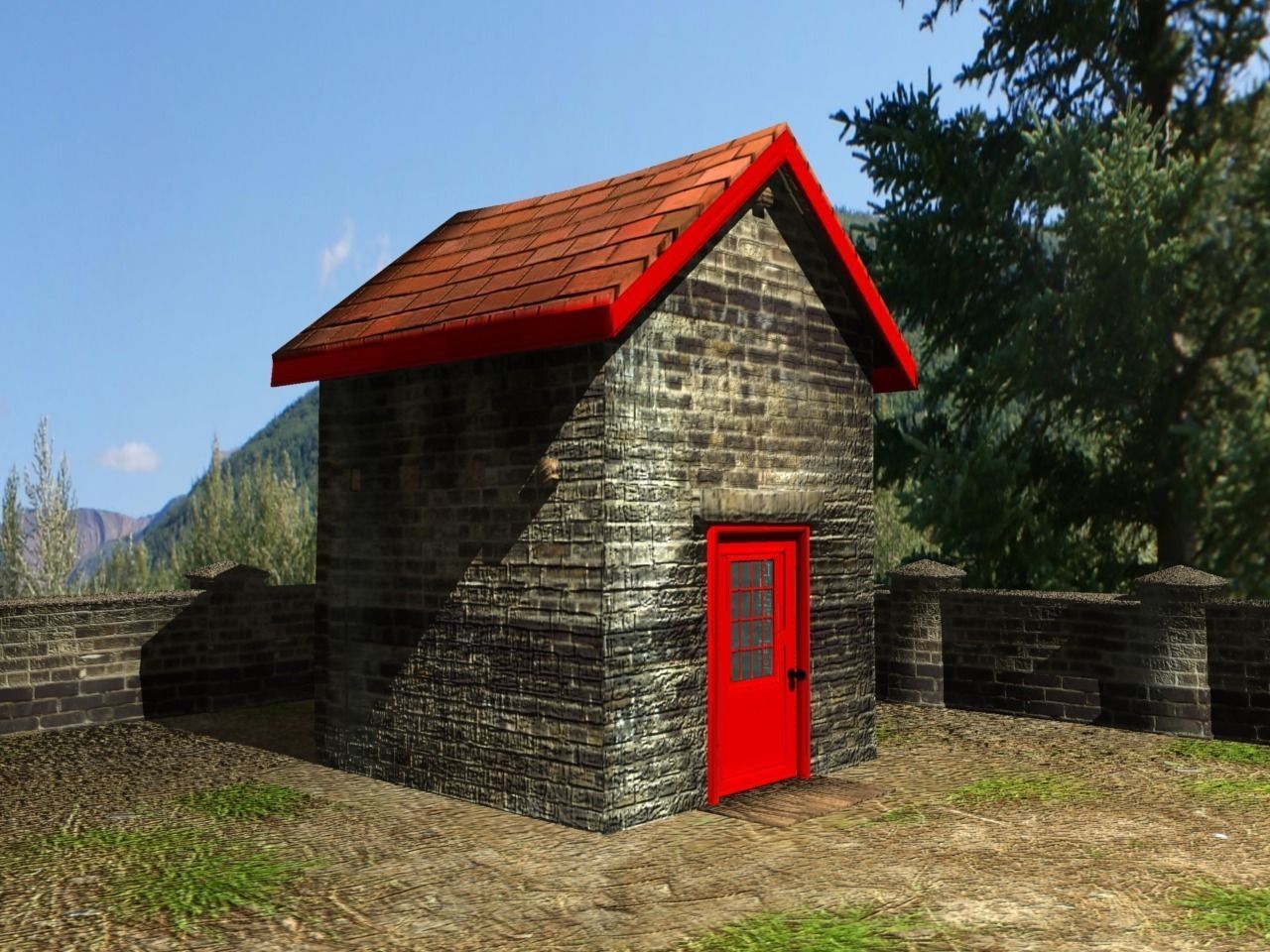Old World SmokeHouse Low-poly 3D model_0