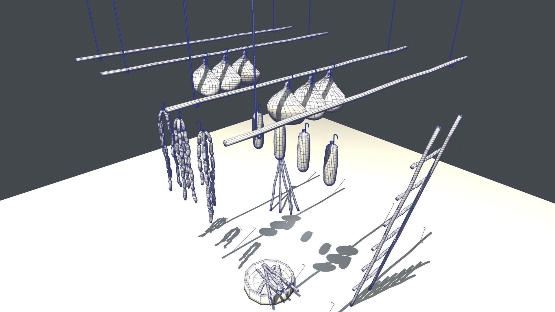 Old World SmokeHouse Low-poly 3D model_6