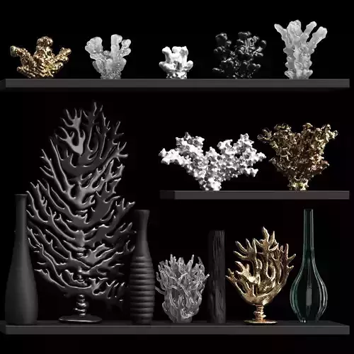 A decorative set of corals and vases consisting of 14 items 3D model A decorative set of corals and vases consisting of 14 items 3D model