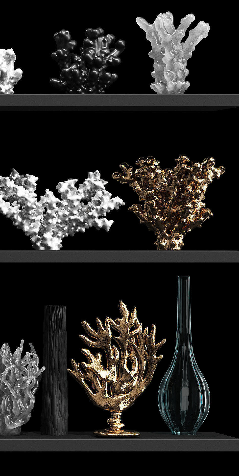 A decorative set of corals and vases consisting of 14 items 3D model_2