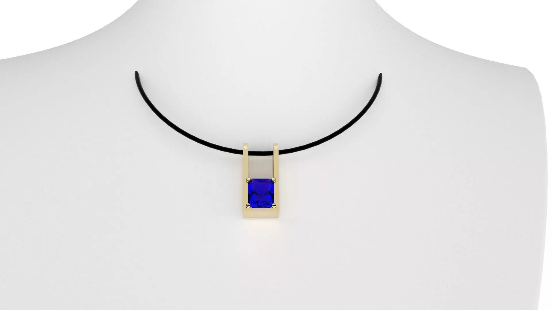 Gold freeform pendant with diamond accents 3D print model_0