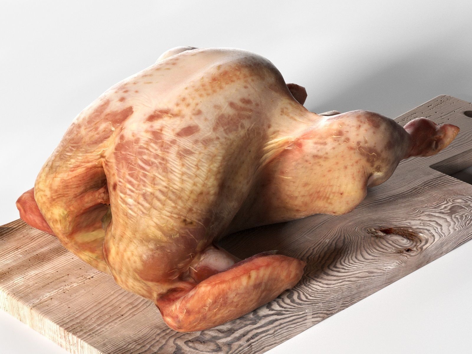 Meat 7 turkey on wooden cutting board 3D model_1