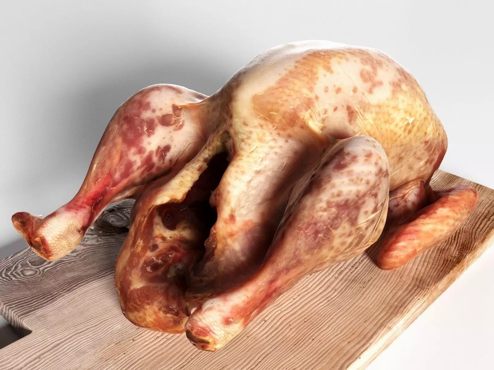 Meat 7 turkey on wooden cutting board 3D model_0