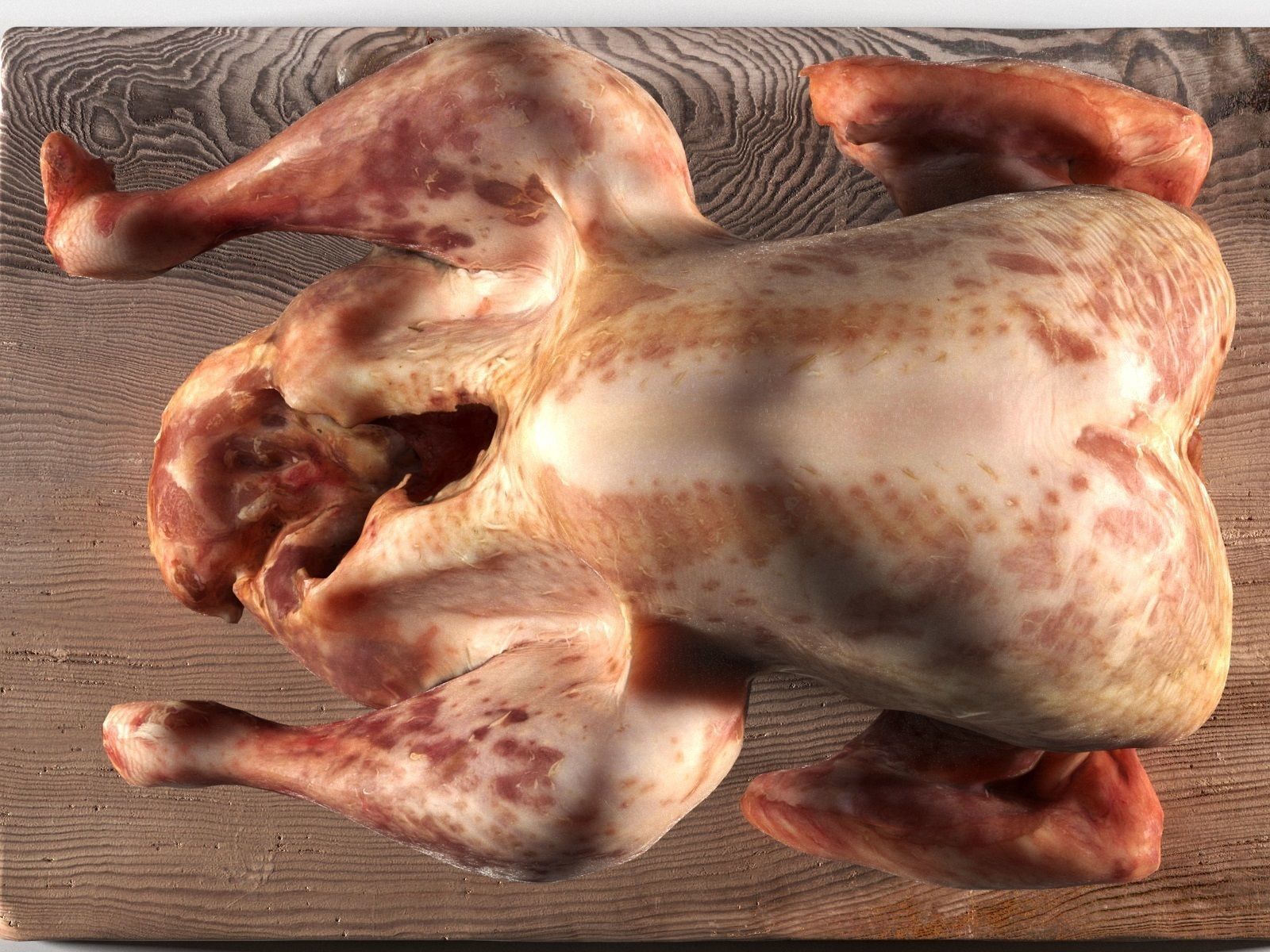 Meat 7 turkey on wooden cutting board 3D model_2