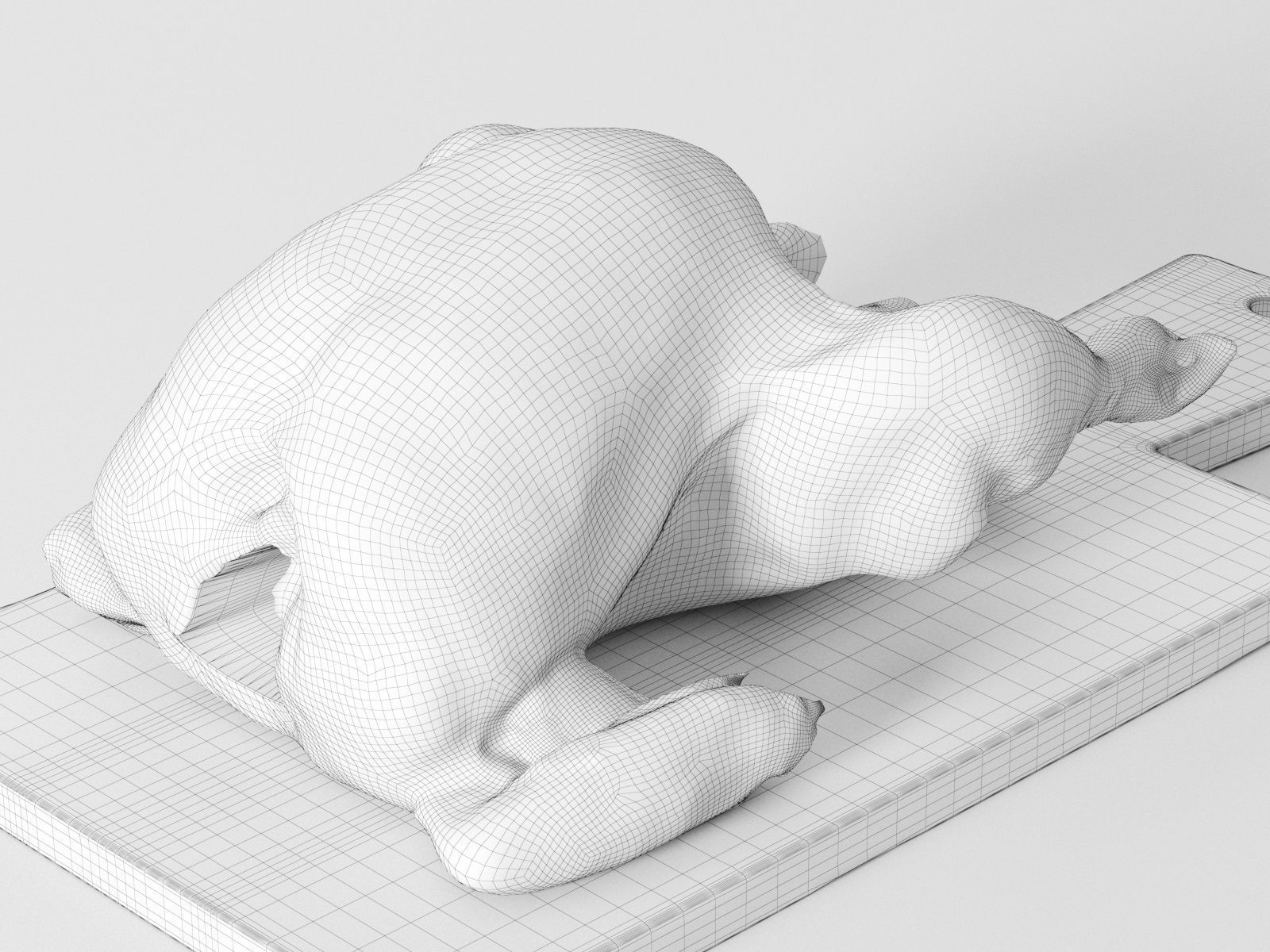 Meat 7 turkey on wooden cutting board 3D model_4