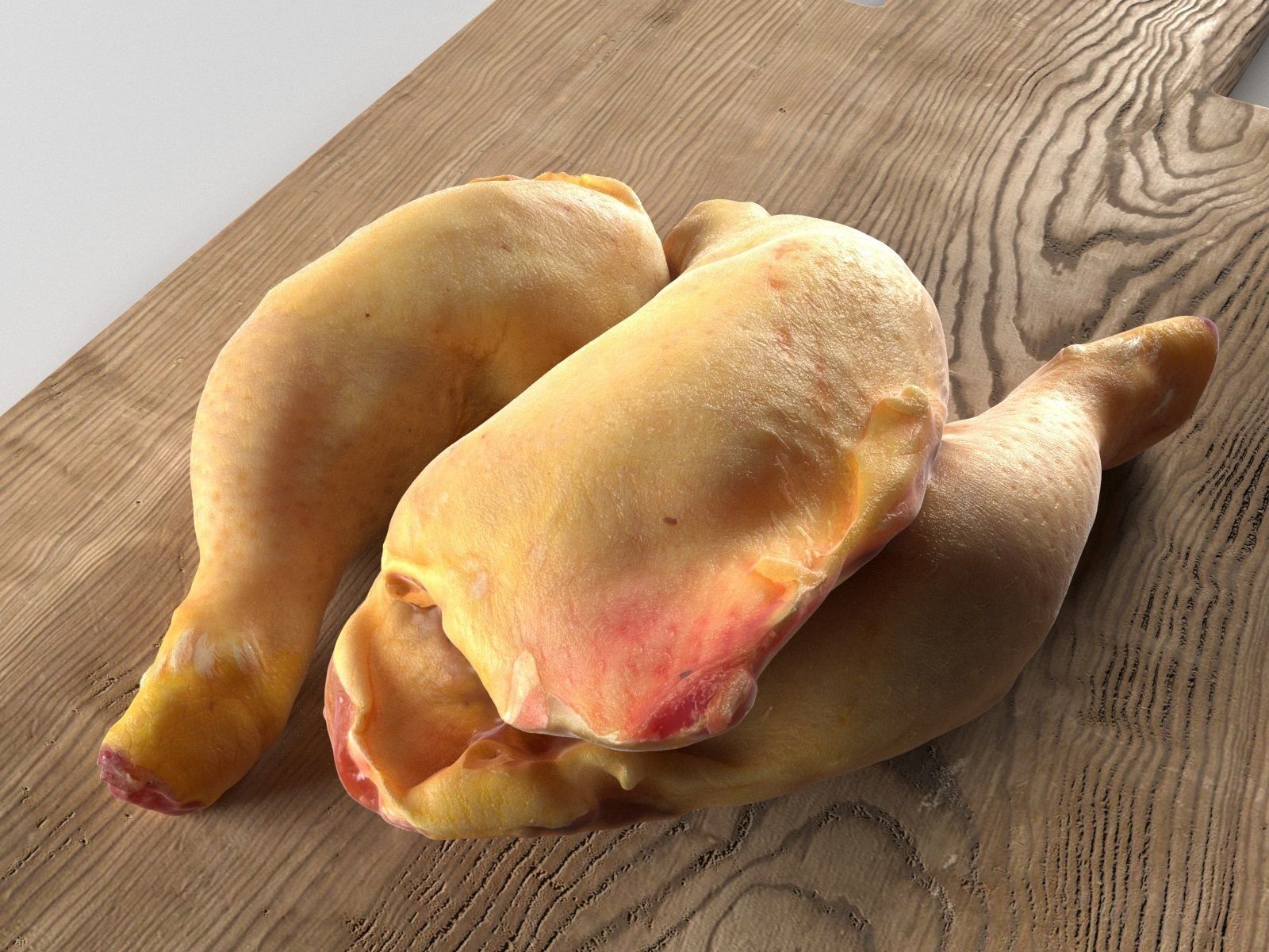 Meat 8 three chicken legs on wooden table 3D model_1