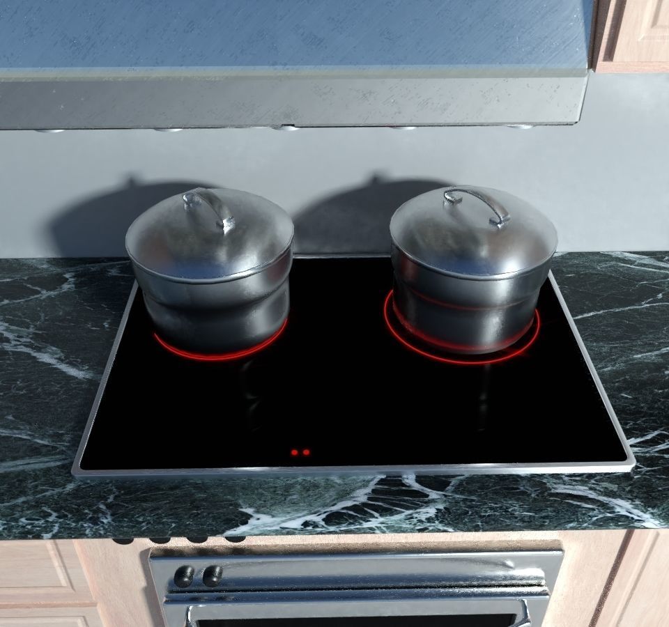 Realistic Kitchen island with sink and cutting board 3D model_3