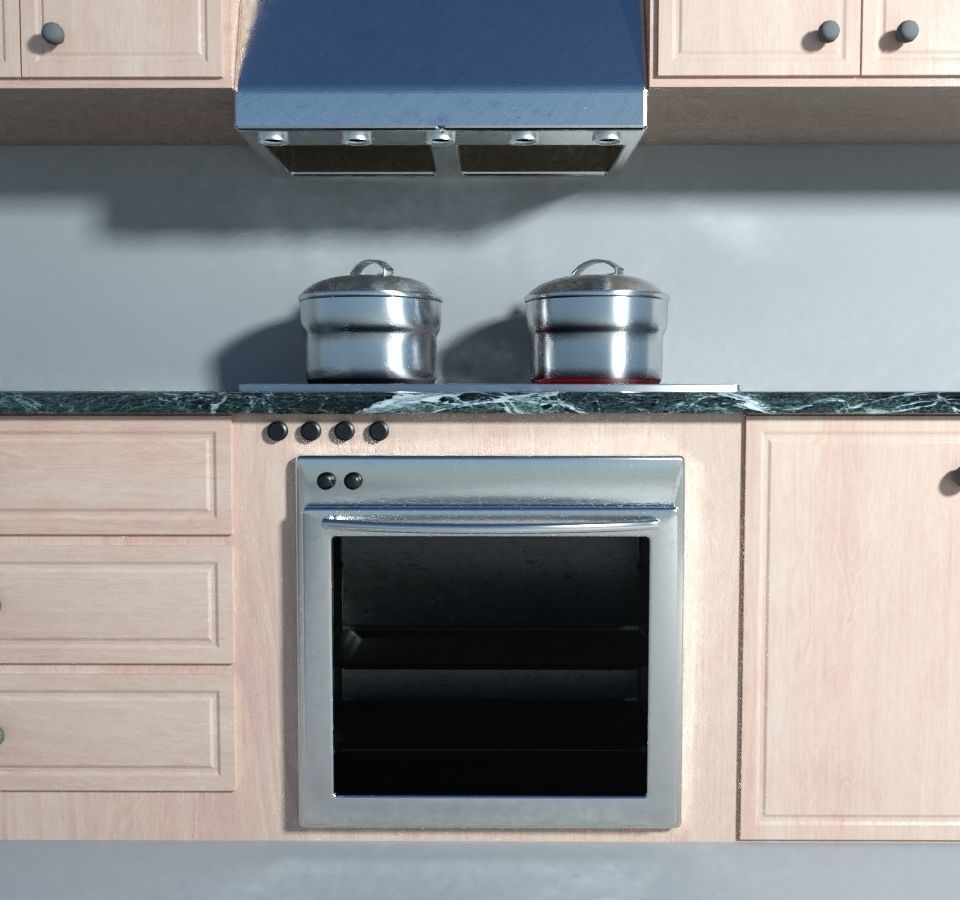 Realistic Kitchen island with sink and cutting board 3D model_2