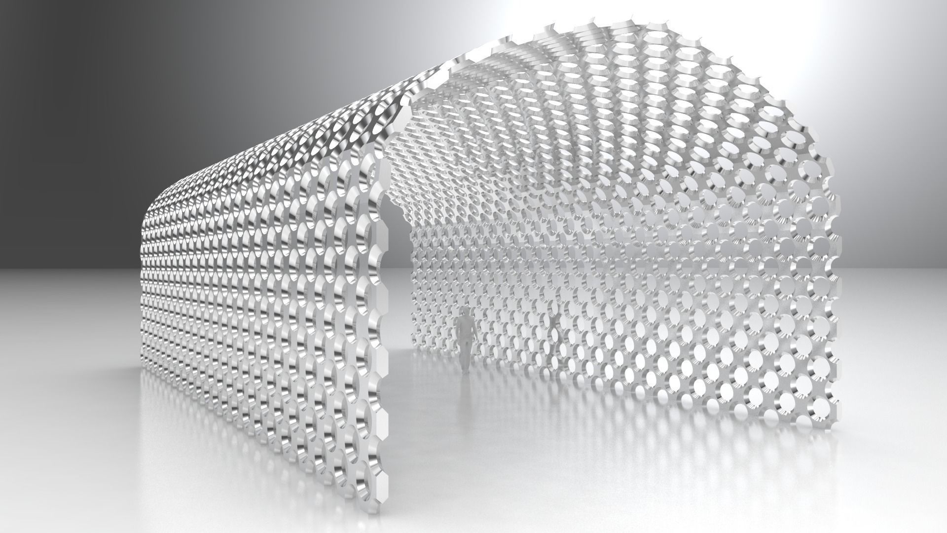 Structure with panels and perforations engineering and architect 3D model_1