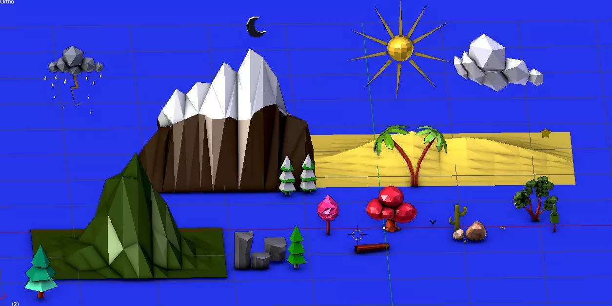 low poly nature tree Low-poly 3D model_0